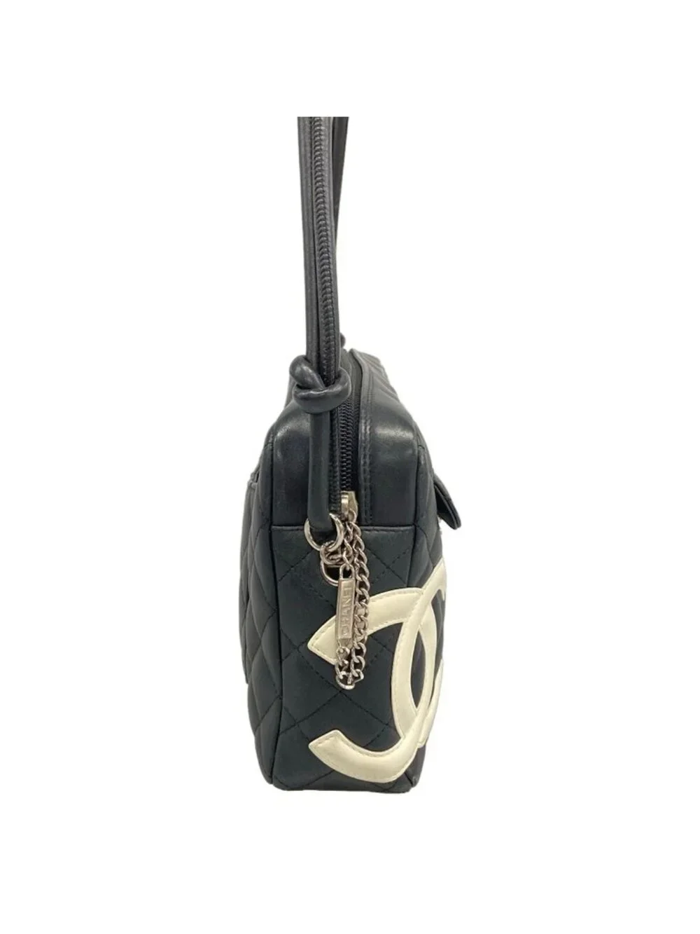 Chanel Shoulder Bag Cambon Line Black Silver Lambskin